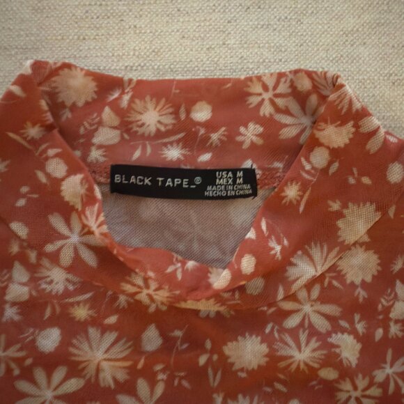 Black Tape_ Semi-Sheer Terracotta Coloured Top (Size Medium) - Picture 3 of 8